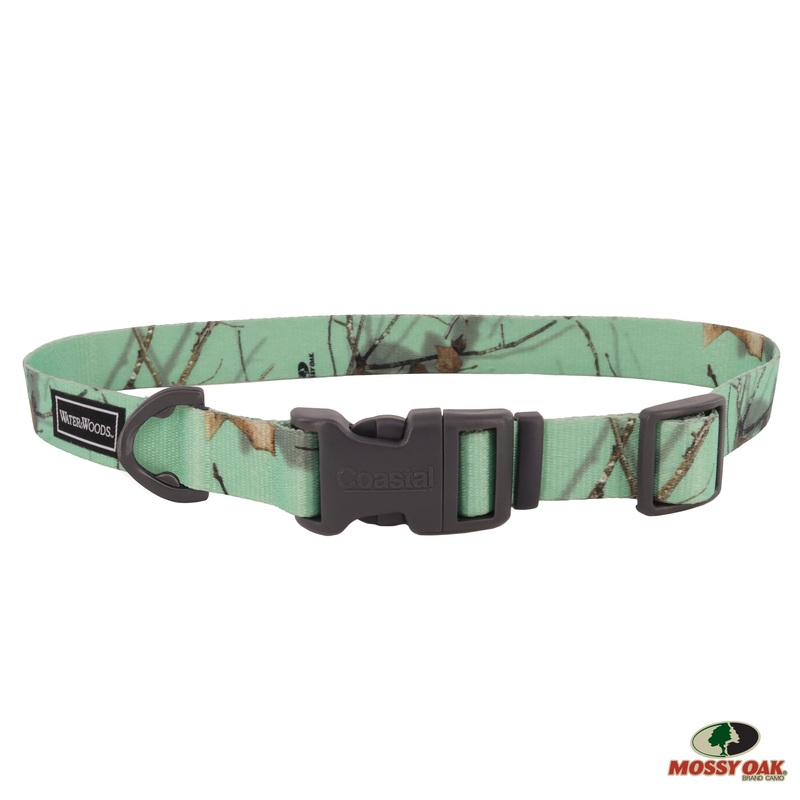 Water & Woods Adjustable Dog Collar, Mossy Oak Mint Camo Small Small – 3/4″ x 10″-14″