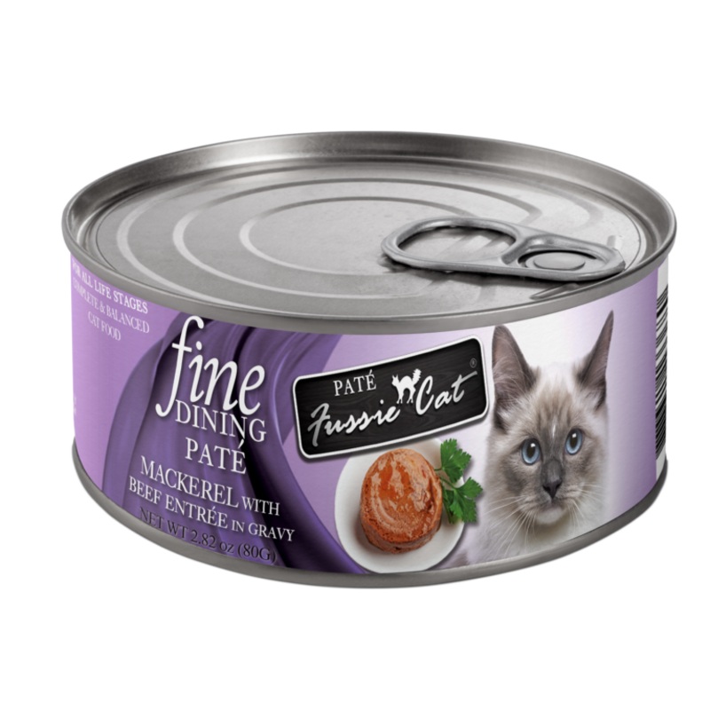 Fussie Cat Fine Dining – Pate – Mackerel with Beef Entree in Gravy Canned Cat Food
