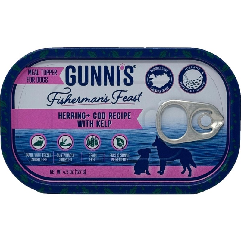GUNNIS PET Dog Herring+Cod w/ Kelp Topper 128g
