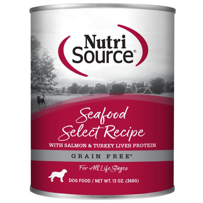 NutriSource Seafood Select Healthy Grain Free Wet Dog Food 13oz, Single Can
