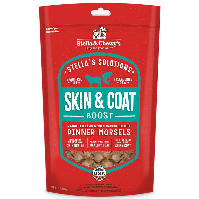 Stella and Chewy’s Solutions Freeze Dried Raw Morsels for Dogs – Skin & Coat Boost Wild Salmon & Grass Fed Lamb 13oz