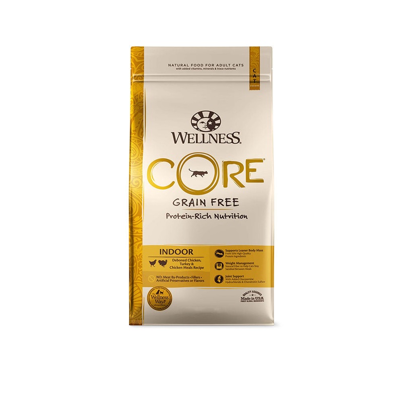 Wellness Core Grain Free Indoor Deboned Chicken, Turkey & Chicken Meals Recipe Cat Food 11 Lbs