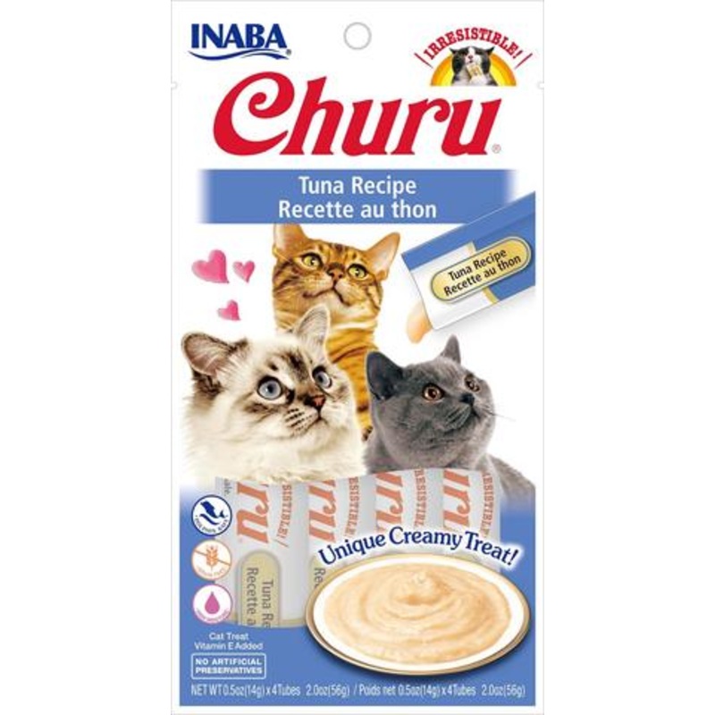 Inaba Churu Puree Cat Treats – Tuna Recipe 4×0.5oz