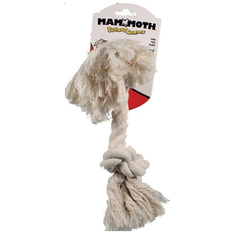 MAMMOTH FLOSSY CHEWS COTTON ROPE BONE 14 IN WHITE