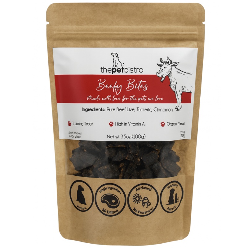 The Pet Bistro – Crunchy Training Beefy Bites  100g