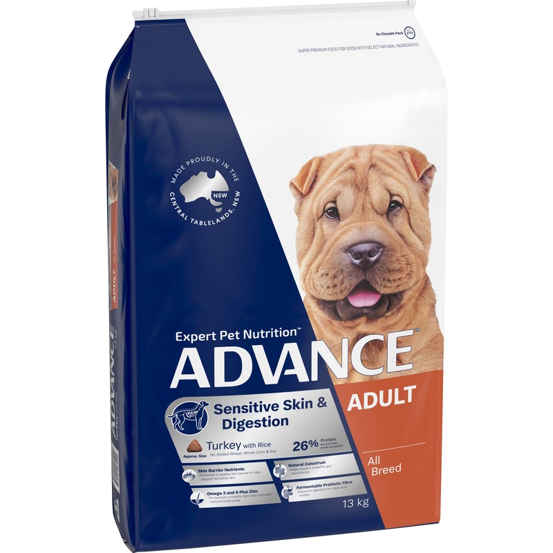 ADVANCE – Sensitive Skin & Digestion Adult All Breed Turkey with Rice Dog Dry Food (13kg) 13kg