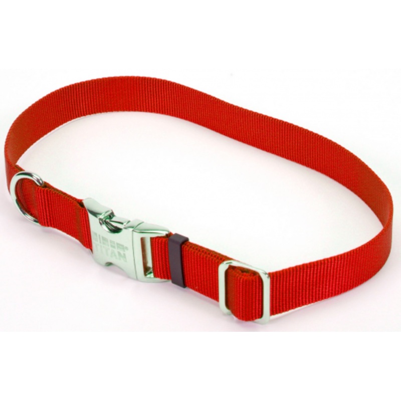 Coastal Pet Products Titan Metal Buckle Adjustable Nylon Medium Dog Collar (Pink  3/4″ x 14-20″)