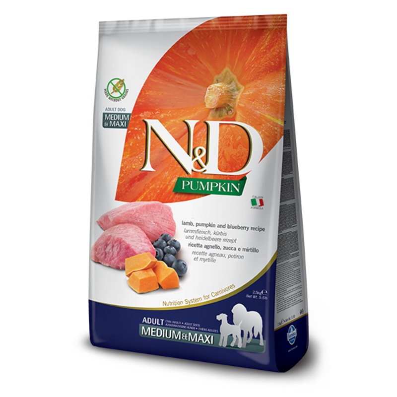 Farmina N&D Pumpkin Formula Medium & Maxi Lamb & Blueberry Adult Dog Food 5.5-lb