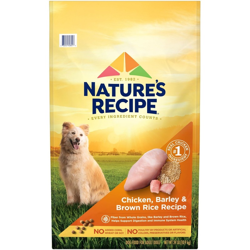 Nature’s Recipe Adult Chicken, Barley & Brown Rice Recipe Dry Dog Food, 24 lbs