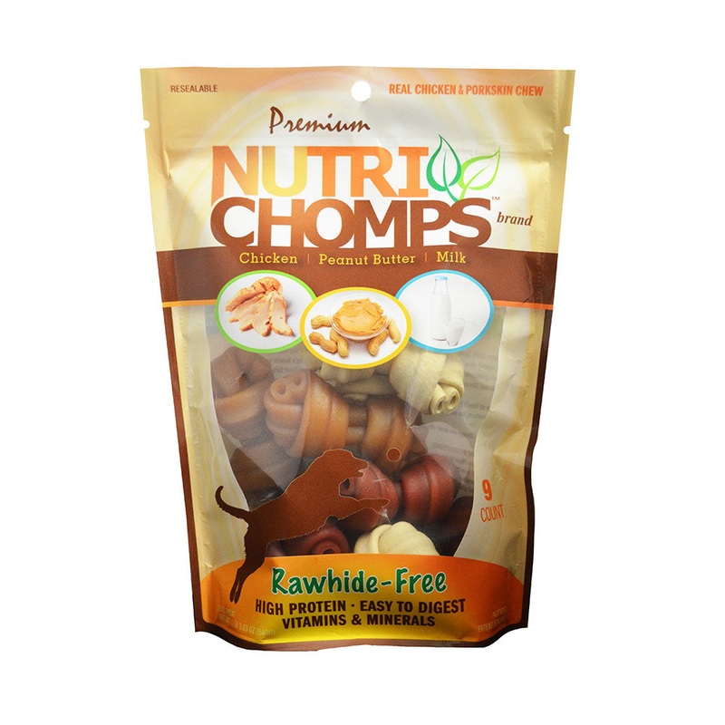 Nutri Chomps Assorted Flavor Knot Dog Treats 3-4 Inch 9 Count