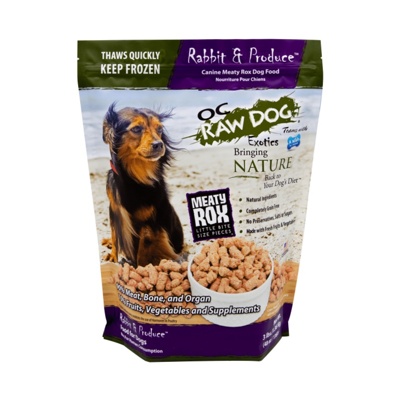 OC Raw Dog Frozen Rabbit & Produce Meaty Rox 3 Lb Meaty Box