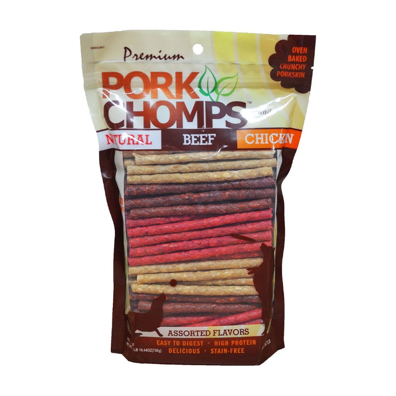 Pork Chomps Assorted Munchy Sticks Dog Treats 100 Count