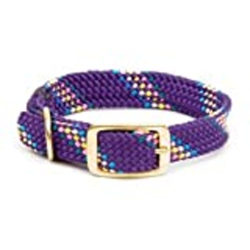 Purple Conf:Adjustable double-braid dog collarWaterproof and durable webbingFeatures all brass hardware buckle and “D” ringMatches Mendota snap leashes perfectlyChoose 1″ wide or 9/16″ wide for small breed and puppies”