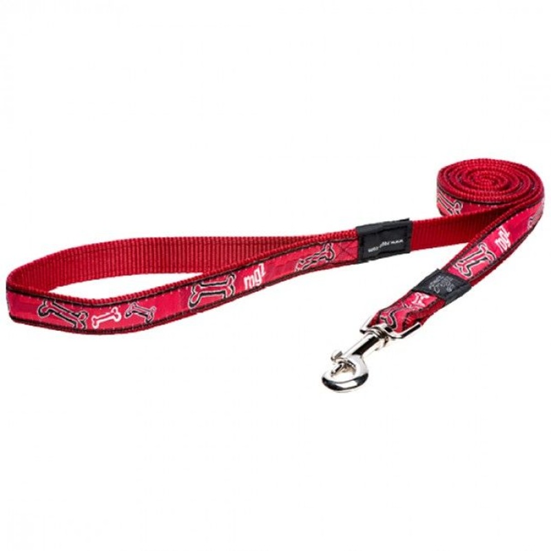 Rogz Red Bone Dog Leash – RED BONE Medium
