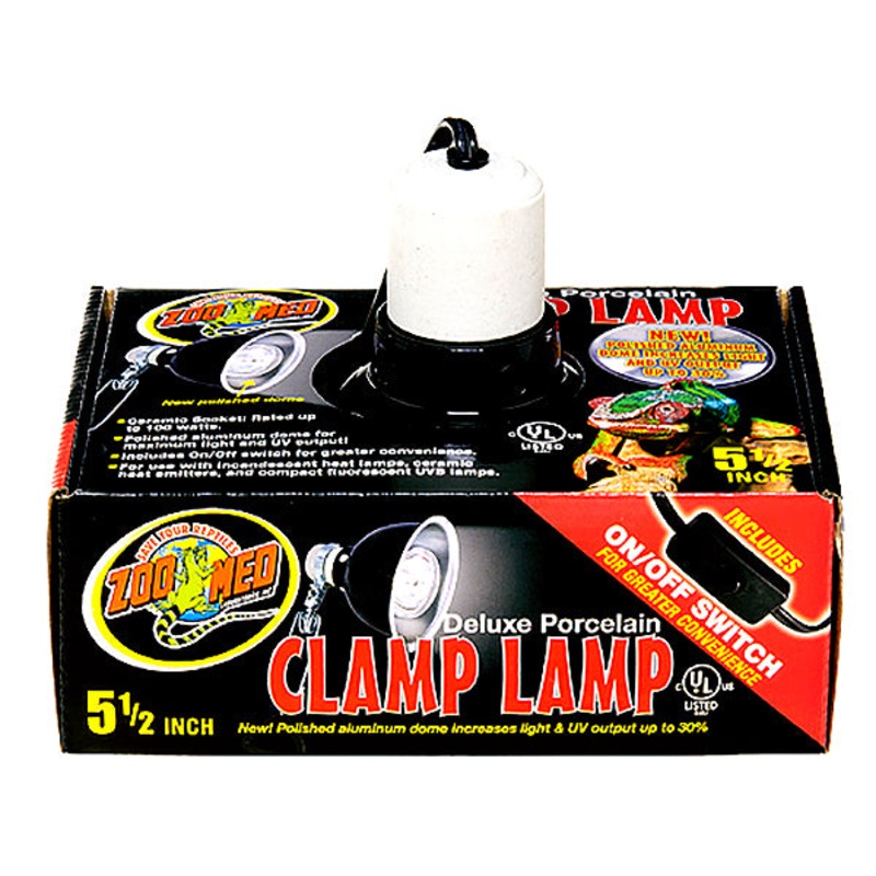 Deluxe Porcelain & Aluminium Clamp Lamp Fixture with On/Off Switch Black 5.5-in