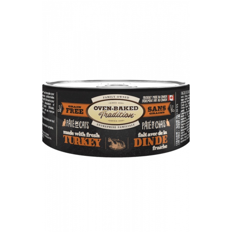 Oven-Baked Tradition Grain-Free Turkey Pate Adult Canned Cat Food Case 24 x 156g
