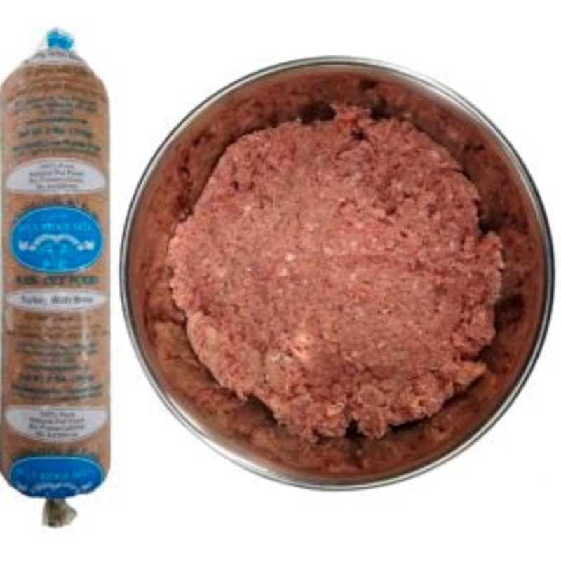 Blue Ridge Beef Turkey with Bone Grain-Free Raw Frozen Chub Dog and Cat Food 2Lb