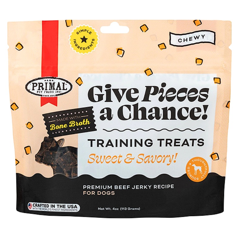Give Pieces A Chance! Sweet & Savory Chewy Jerky Beef Bone Broth Grain-Free Dog Treats 4oz