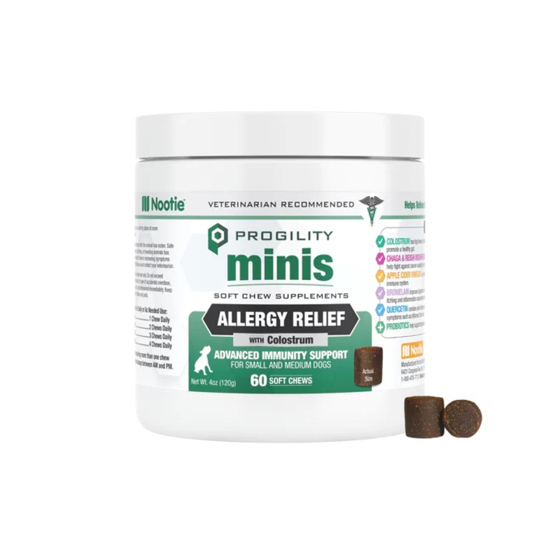 Nootie Mini Progility Allergy Relief Soft Chew Supplements for Dogs – 60ct