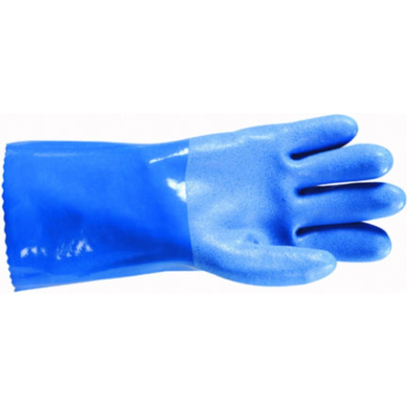 BLUE PVC GLOVE WITH 12  GAUNTLET CUFF
