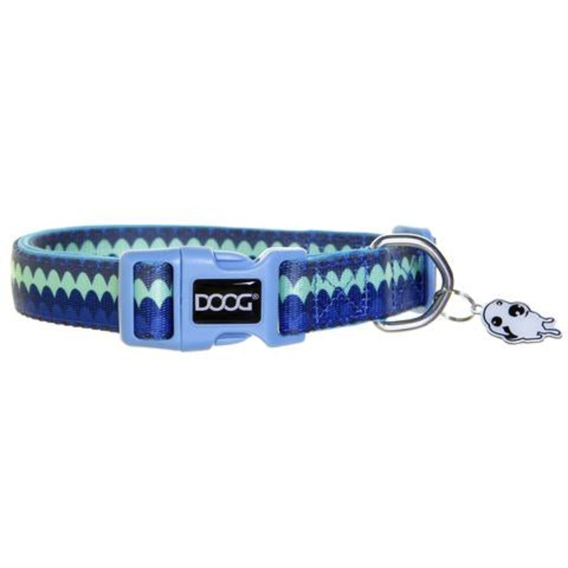 DOOG Neoprene Dog Collar Pluto Blue/Geometric X-Small