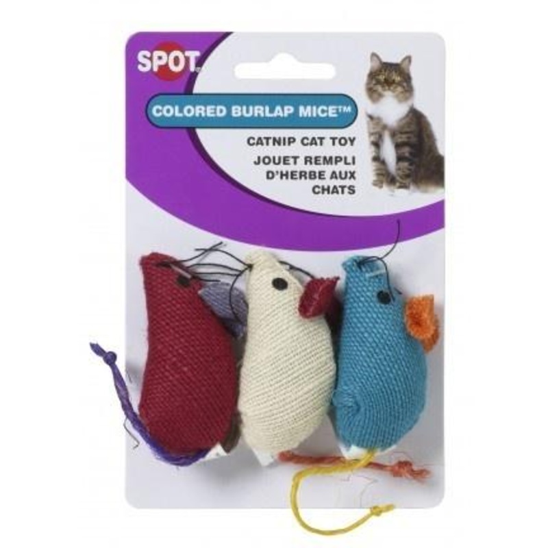 Ethical Pet SPOT Colored Burlap Mice Catnip Toy (3-Pack)