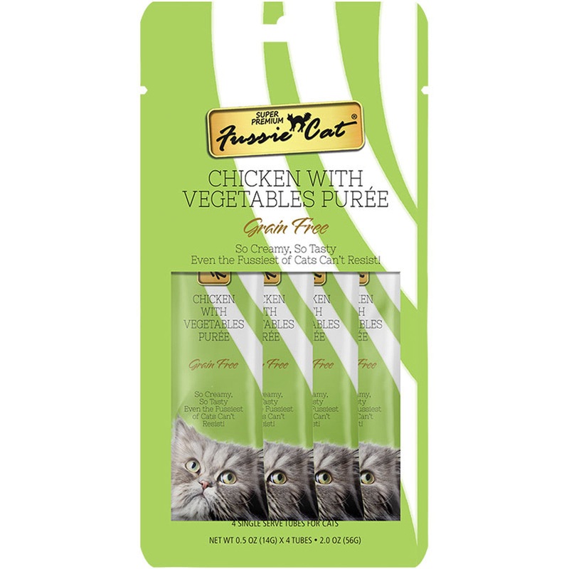 Fussie Cat Chicken with Vegetables Pure 14 Gram Sachets  Pack of Four  2 Ounces Total