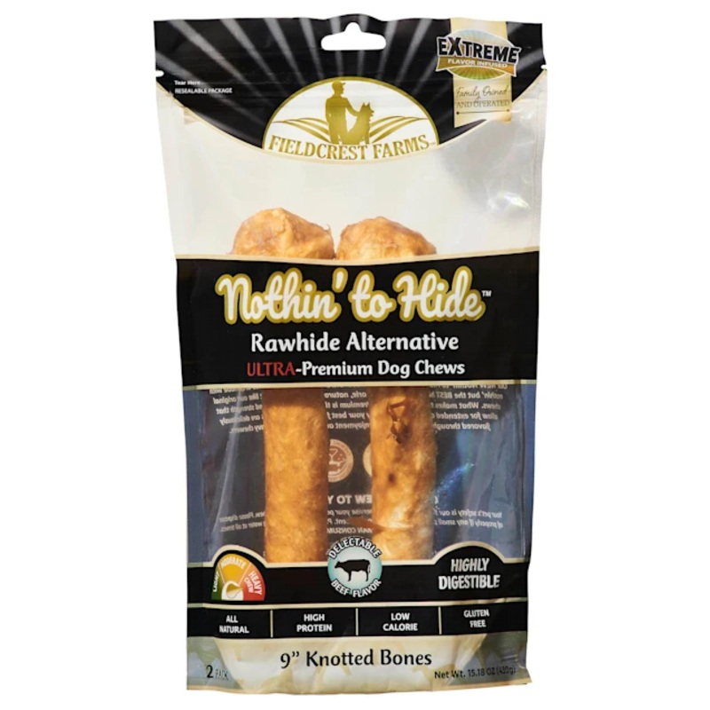 Nothin’ to Hide Ultra Knotted Bone 9″ Beef 2 pk Bag