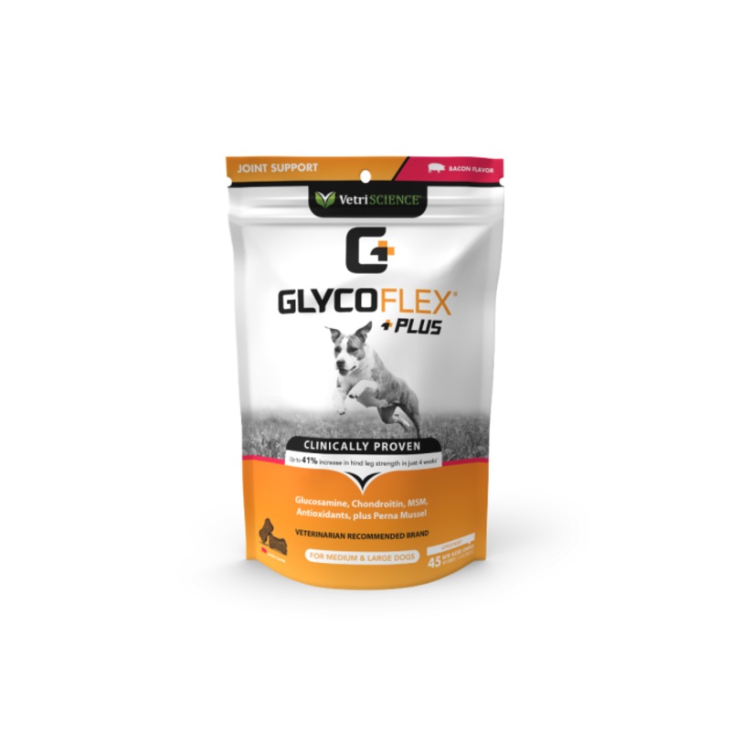 VetriScience GlycoFlex Plus Hip & Joint Supplement for Dogs Chew Bacon Flavor 45 Count