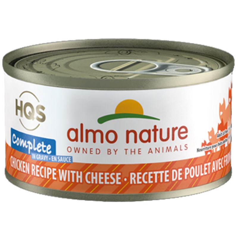 Almo Nature HQS Complete Chicken Recipe With Cheese In Gravy Canned Cat Food: 2.47- Oz Cans, Case of 24
