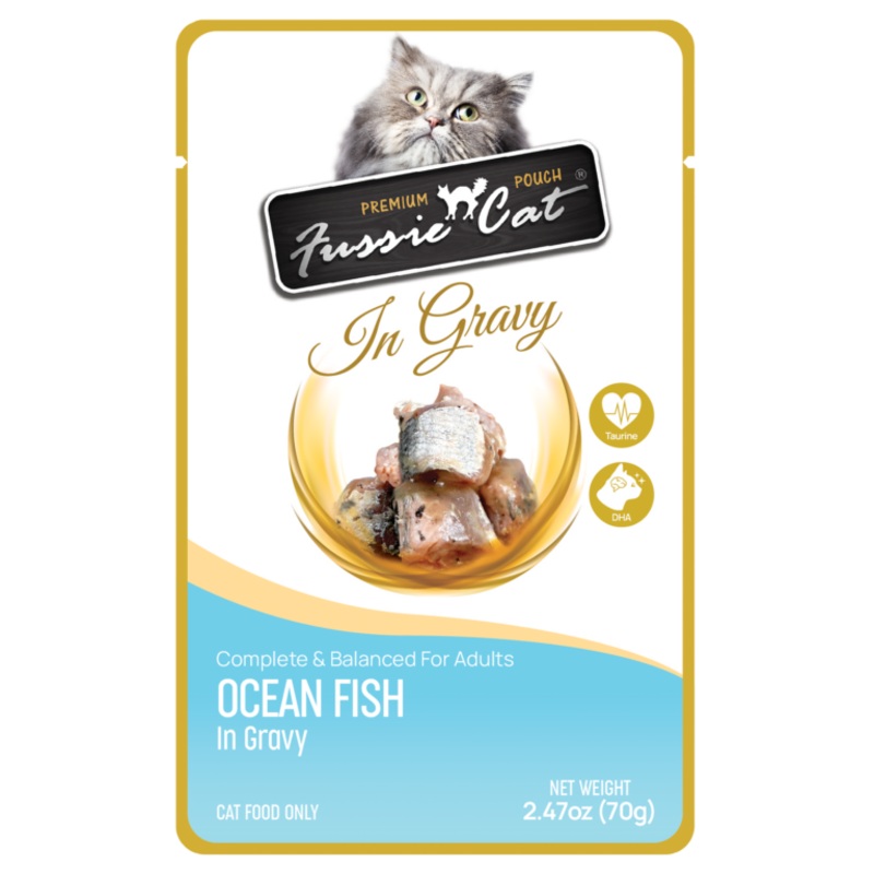 Fussie Cat Ocean Fish in Gravy Cat Food 2.47 oz (70g) Pouch