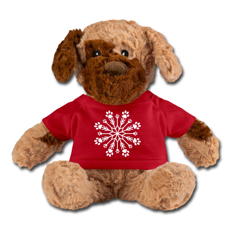 Paw Snowflake Plush Dog red