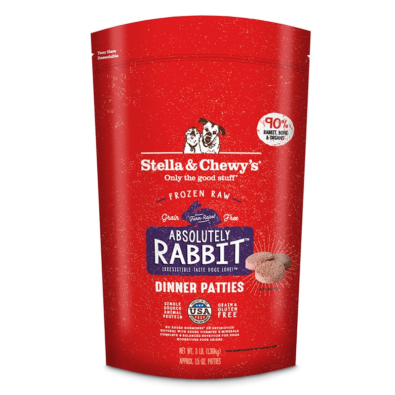 Stella & Chewy’s Dinner Patties 6lb Rabbit formula for dogs.