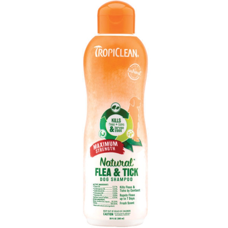 TropiClean Natural Flea & Tick Maximum Strength Shampoo for Dogs 20-oz