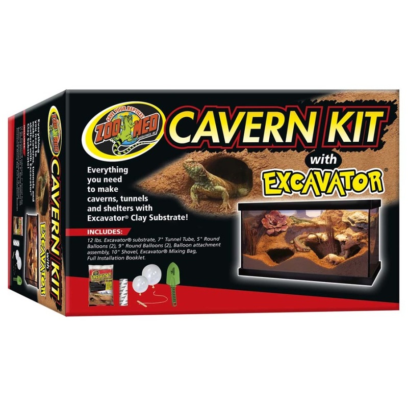Zoo Med Cavern Kit with Excavator Clay Burrowing Substrate 12 lbs