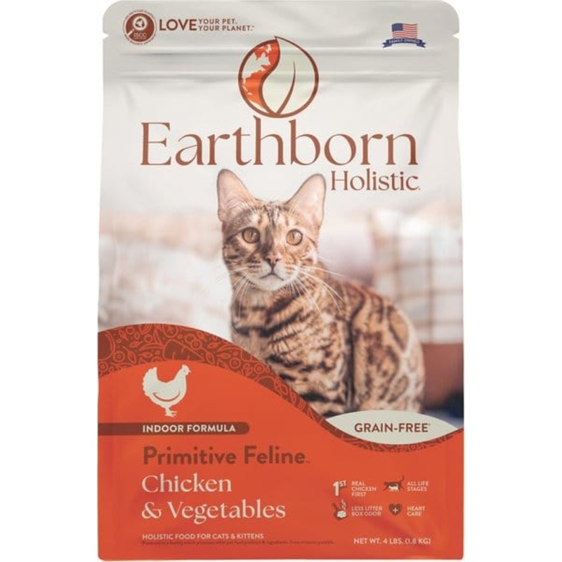 Earthborn Holistic Primitive Feline Grain Free Chicken & Vegetables Natural Cat Food 4 lb