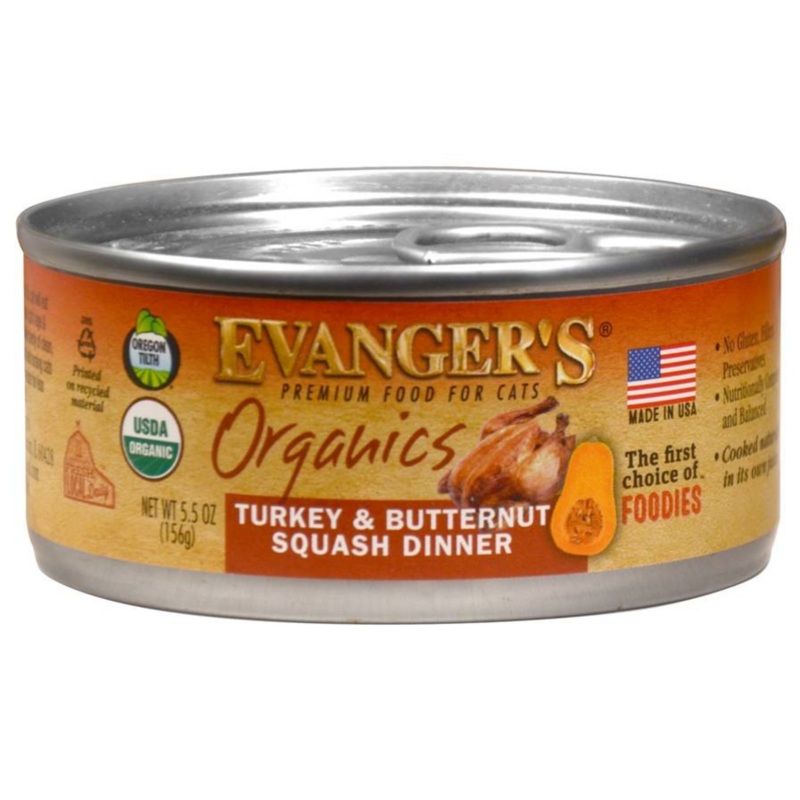 Evanger’s Organics Turkey and Butternut Squash Canned Cat Food
