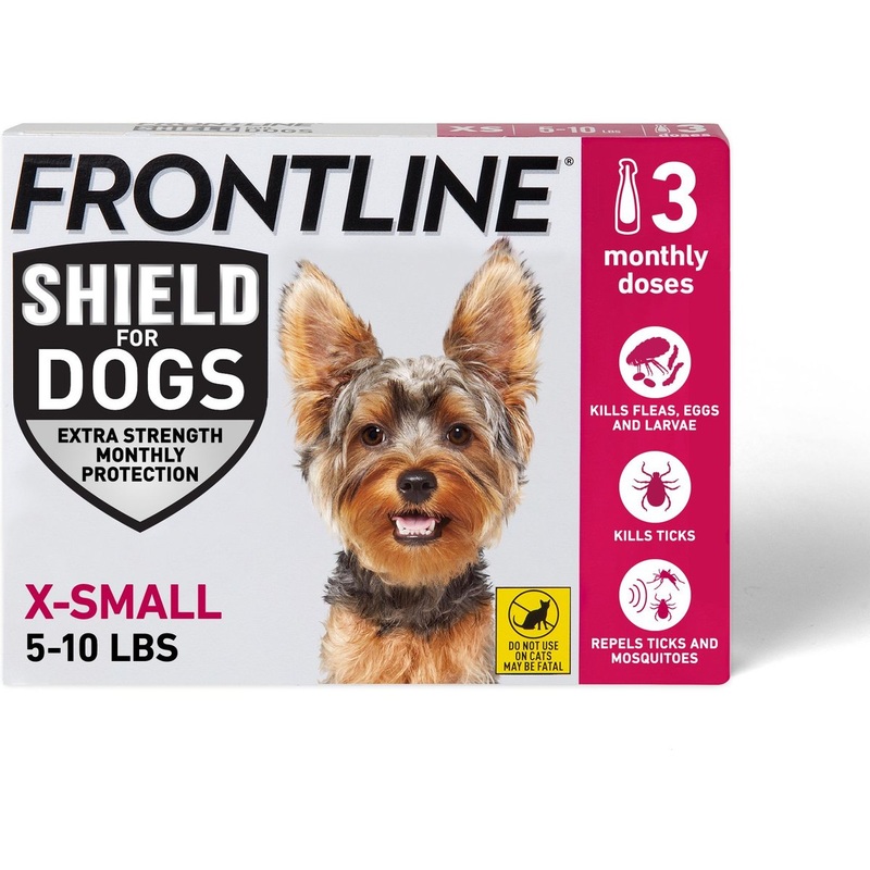Frontline Shield Flea & Tick Treatment for Extra Small Dogs, 5-10 lbs 3 Dose Pack