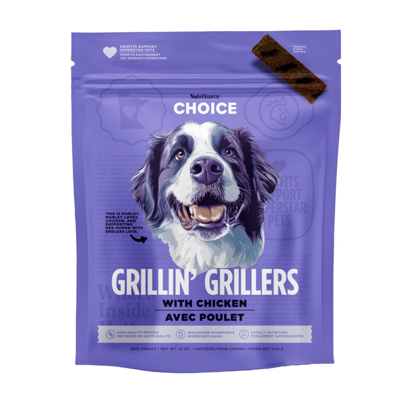 NutriSource Choice Grillin’ Grillers Dog Treats – Chicken – 12oz Bag