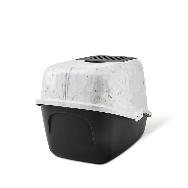 Savic Nestor Toilet Home Cat Litter Box Marble – Amazon Green/Botanical Green