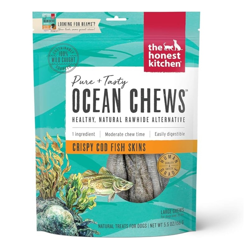 The Honest Kitchen Beams Ocean Chews Cod Fish Skins Dog Treats – 5.5oz Pouch