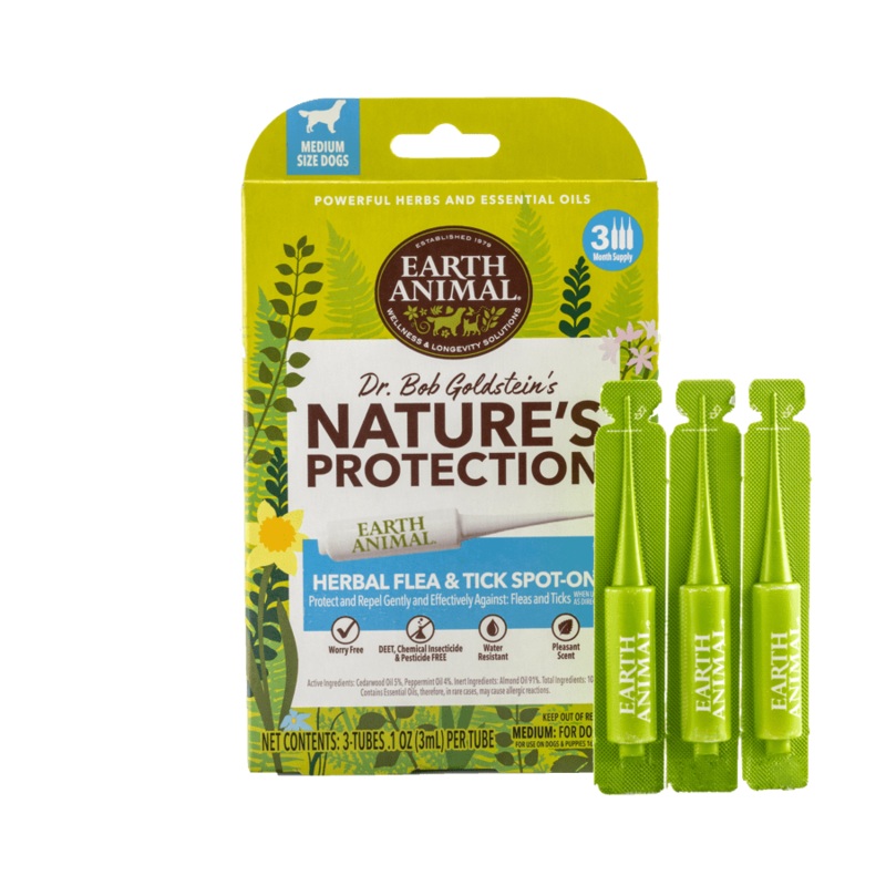 Earth Animal Nature’s Protection Flea & Tick Herbal Spot-On for Medium Dogs 15-40 lb