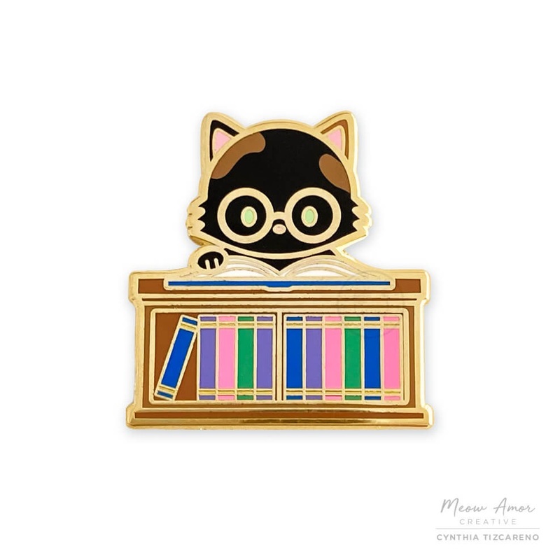 Librarian Cat enamel pin