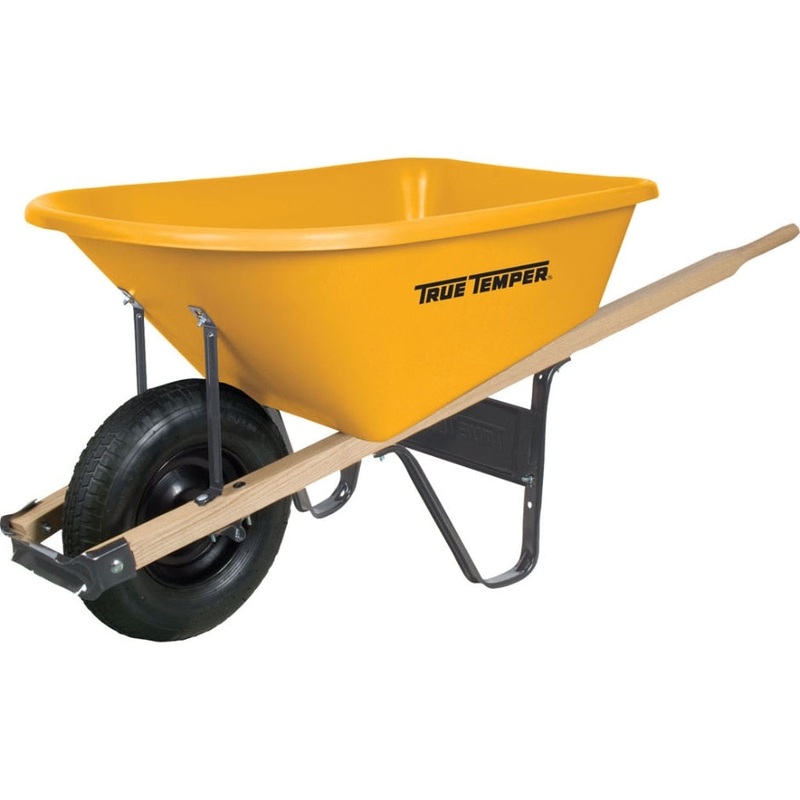 TRUE TEMPER PLY WHEELBARROW WITH SINGLE WHEEL 6 CUBIC FOOT YELLOW