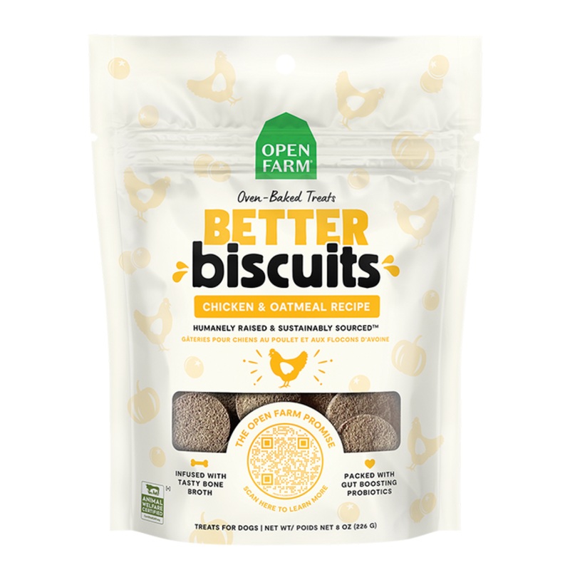 Open Farm Better Biscuits Chicken & Oatmeal Recipe Dog Treats 8 oz