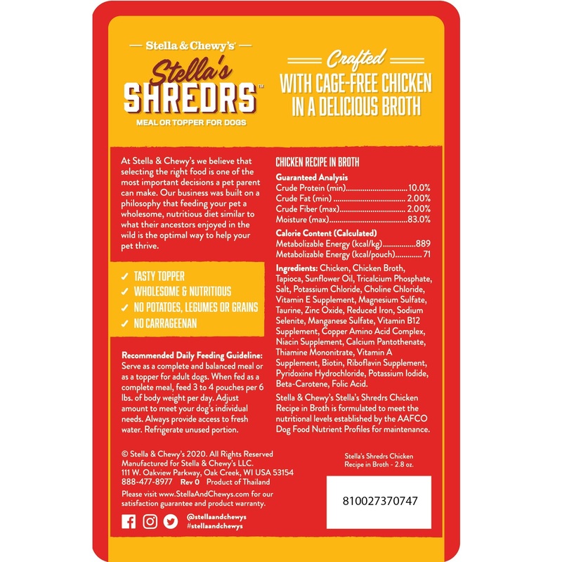 Stella & Chewy’s Stellas Shredrs Cage Free Chicken Recipe in Broth 2.8 Oz