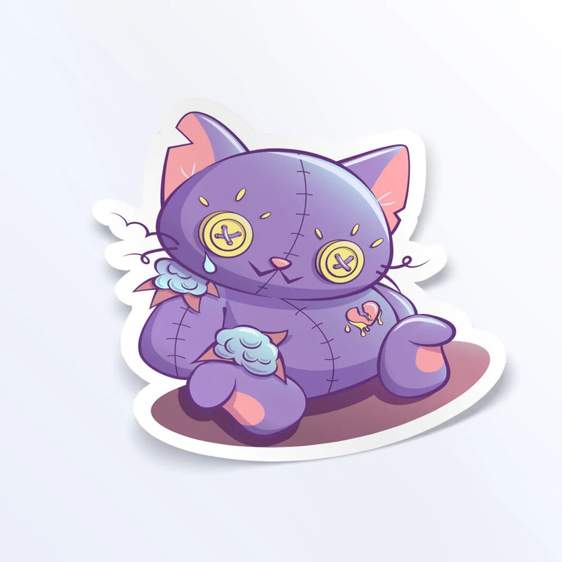 Voodoo Cat Doll Vinyl Sticker
