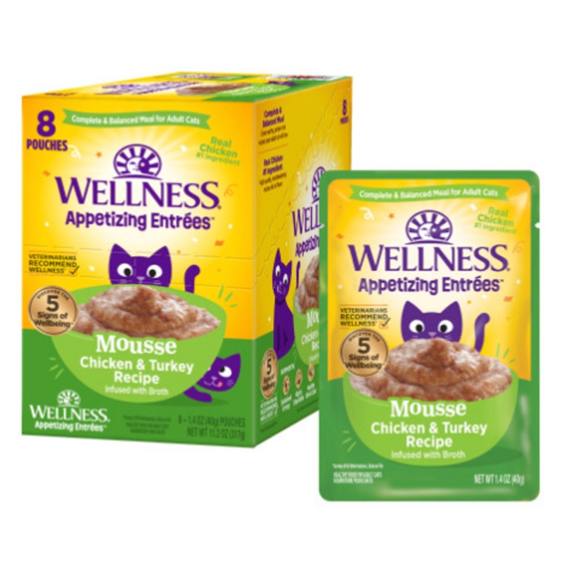 Wellness Appetizing Chicken & Turkey Mousse in Broth Canned Cat 1.4oz