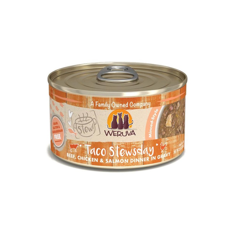 Weruva Taco Stewsday Beef, Chicken & Salmon Canned Cat Food 2.8 oz