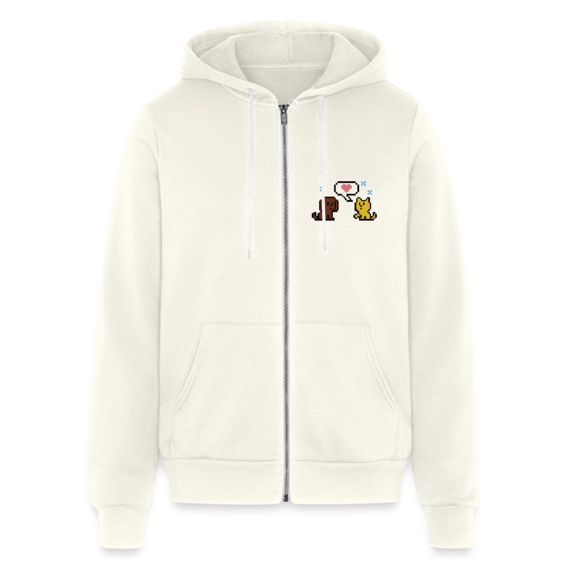 8-Bit Dog & Cat Bella + Canvas Unisex Full Zip Hoodie vintage white S